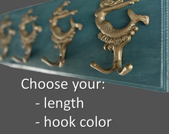 Mermaid Cast Iron Hook Rack: Beach Decor Towel/Coat Hanger