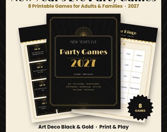 New Year's Eve Party Games Printable 2027, NYE Sip If Cards, New Year Bingo, Would You Rather, Predictions, Adult & Family Games Bundle