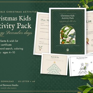 Christmas Activities for Kids Printable, Letter to Santa, Nice List Certificate, Reindeer Food Tags, Mazes, Word Search, Coloring Pages image 1