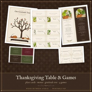 Thanksgiving Printable Table Set and Games, Place Cards, Menu and Family Activities, Instant Download image 9