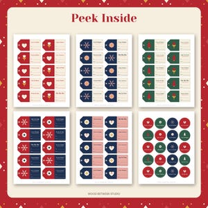 Printable Christmas Gift Tags, Scandinavian Folk Holiday Gift Tags, 80 Tags + 20 Round Labels, Nordic Christmas To From Tags, Download image 2