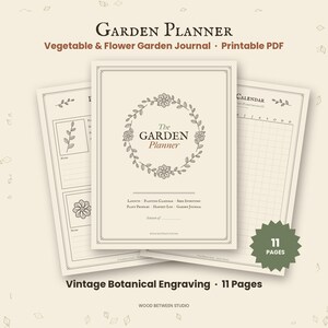 Garden Planner Printable, Vegetable Garden Journal, Planting Calendar, Seed Inventory, Garden Layout, Harvest Log, Botanical PDF