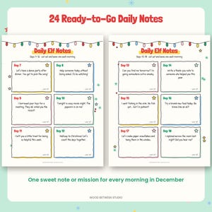 Christmas Elf Kit Printable, 24 Daily Elf Notes, Elf Arrival & Goodbye Letter, Elf Ideas, Kindness Cards, Elf Props, Instant Download image 3