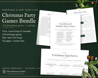 Christmas Party Games Bundle, 24 Printable Friendsmas Games for Adults, Families, Work Parties and Large Groups
