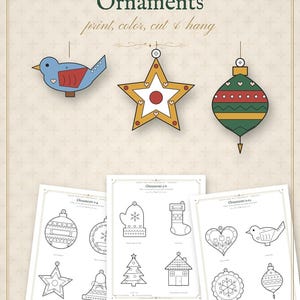 Pokoloruj własne ozdoby świąteczne do druku, świąteczne prace plastyczne dla dzieci, szablony ozdób do kolorowania, trójwymiarowa gwiazda z papieru, aktywność w klasie zdjęcie 6