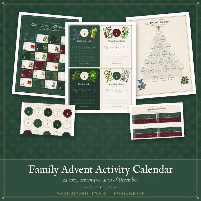 Advent Calendar Printable, 24 Family Christmas Countdown Activity Cards, Kids Holiday Traditions, Instant Download image 9