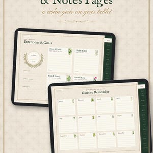 Agenda digital 2027, agenda para tablet con hipervínculos, agenda semanal y mensual 2027, formato horizontal, inicio en lunes y domingo, diseño botánico vintage. imagen 7