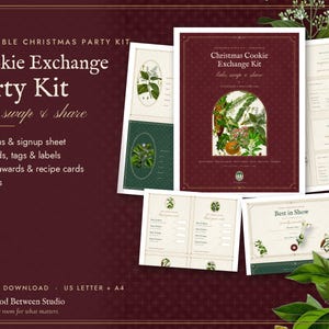 Kit imprimable pour une fête d'échange de biscuits, invitation pour un échange de biscuits de Noël, marque-places, bulletins de vote et récompenses, fiches recettes, étiquettes
