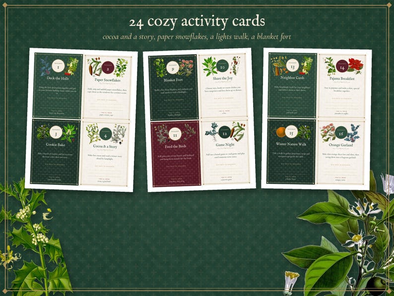 Advent Calendar Printable, 24 Family Christmas Countdown Activity Cards, Kids Holiday Traditions, Instant Download image 3