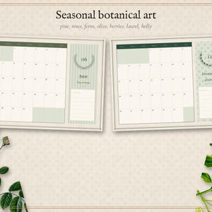 2027 Wall Calendar Printable, Editable Botanical Monthly Calendar, Vintage Floral Planner Pages, Instant Download PDF image 4
