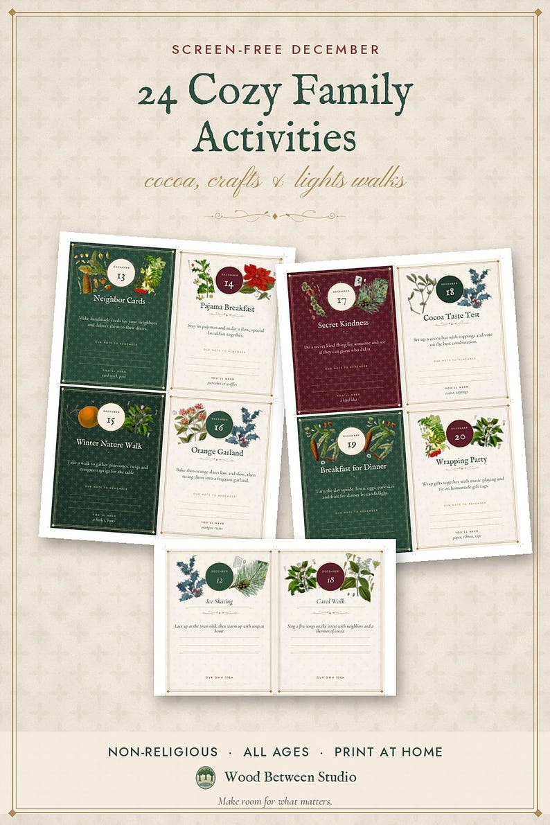 Advent Calendar Printable, 24 Family Christmas Countdown Activity Cards, Kids Holiday Traditions, Instant Download image 8
