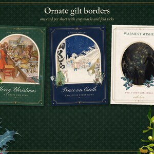 Printable Christmas Cards Set of 12, Vintage Botanical Holiday Greeting Cards, Instant Download Rustic Xmas Card Bundle image 3