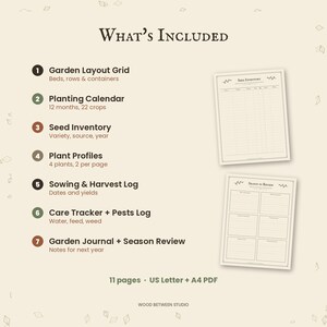 Garden Planner Printable, Vegetable Garden Journal, Planting Calendar, Seed Inventory, Garden Layout, Harvest Log, Botanical PDF image 4