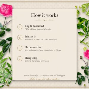 2027 Wall Calendar Printable, Editable Botanical Monthly Calendar, Vintage Floral Planner Pages, Instant Download PDF image 5