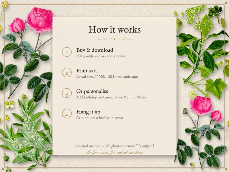 2027 Wall Calendar Printable, Editable Botanical Monthly Calendar, Vintage Floral Planner Pages, Instant Download PDF image 5
