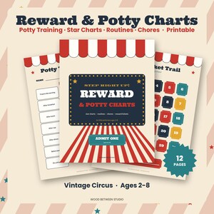 Potty Training Chart Printable, Kids Reward Chart, Toddler Sticker Chart, Morning Routine, Chore Chart, Reward Tickets, Circus PDF