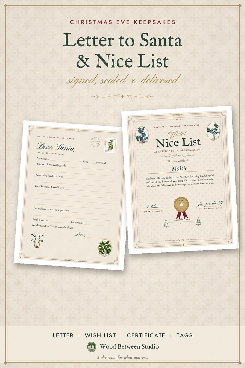 Christmas Activities for Kids Printable, Letter to Santa, Nice List Certificate, Reindeer Food Tags, Mazes, Word Search, Coloring Pages image 7