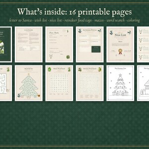 Christmas Activities for Kids Printable, Letter to Santa, Nice List Certificate, Reindeer Food Tags, Mazes, Word Search, Coloring Pages image 2