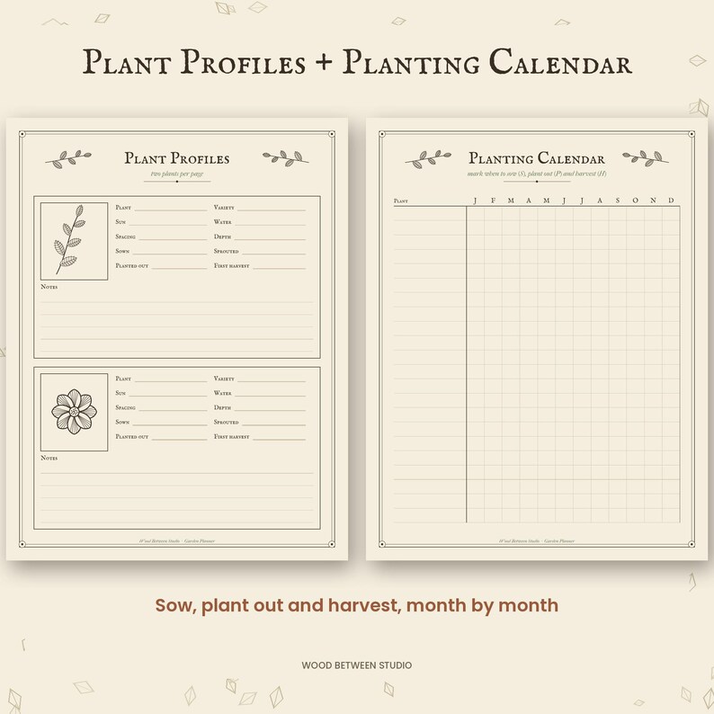 Garden Planner Printable, Vegetable Garden Journal, Planting Calendar, Seed Inventory, Garden Layout, Harvest Log, Botanical PDF image 3