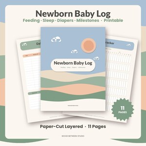Newborn Baby Log Printable, Baby Feeding Tracker, Breastfeeding Log, Sleep and Diaper Tracker, Pumping Log, Baby Milestones PDF