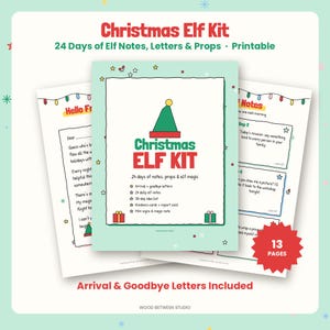 Christmas Elf Kit Printable, 24 Daily Elf Notes, Elf Arrival & Goodbye Letter, Elf Ideas, Kindness Cards, Elf Props, Instant Download image 1
