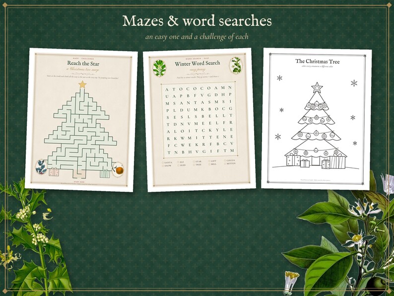 Christmas Activities for Kids Printable, Letter to Santa, Nice List Certificate, Reindeer Food Tags, Mazes, Word Search, Coloring Pages image 4