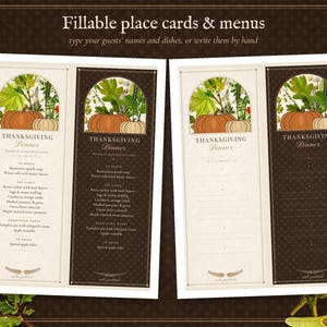 Thanksgiving Printable Table Set and Games, Place Cards, Menu and Family Activities, Instant Download image 3