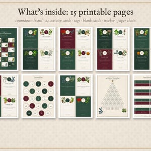 Advent Calendar Printable, 24 Family Christmas Countdown Activity Cards, Kids Holiday Traditions, Instant Download image 2