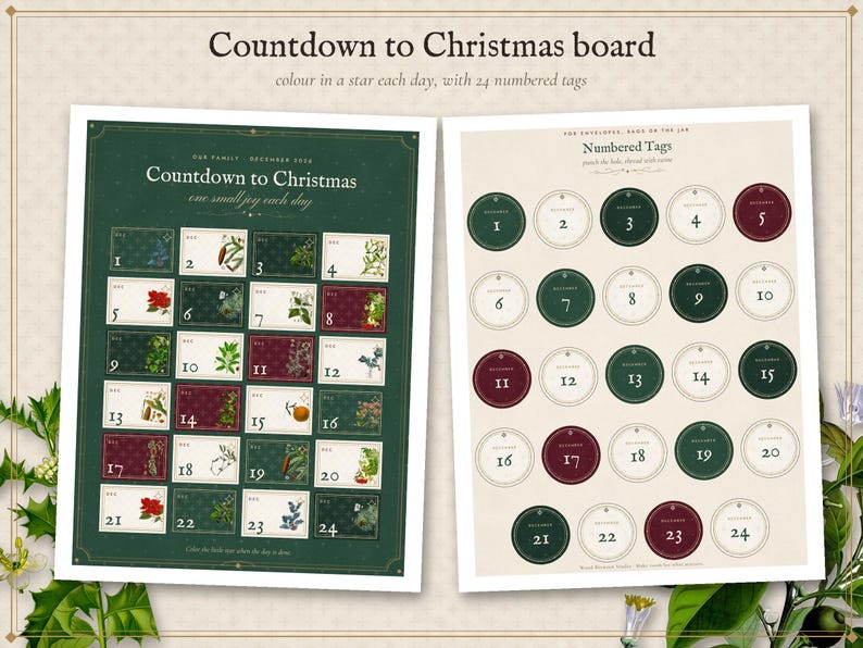 Advent Calendar Printable, 24 Family Christmas Countdown Activity Cards, Kids Holiday Traditions, Instant Download image 4