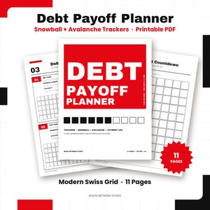 Debt Payoff Planner Printable, Debt Snowball Tracker, Debt Avalanche, Debt Free Coloring Chart, Payment Log, Budget Binder, PDF