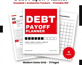 Debt Payoff Planner Printable, Debt Snowball Tracker, Debt Avalanche, Debt Free Coloring Chart, Payment Log, Budget Binder, PDF