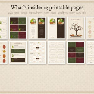 Thanksgiving Printable Table Set and Games, Place Cards, Menu and Family Activities, Instant Download image 2
