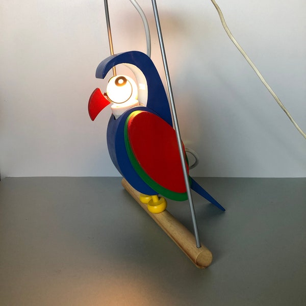 VINTAGE69 - Parrot lamp - Parrot lamp - Wooden ceiling lamp - Memphis style - Ceiling lamp - 80s - Bedside lamp - Night lamp - Parrot