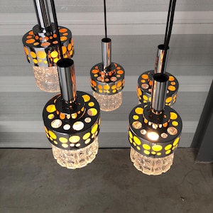 VINTAGE69 - Dutch Design - Cascade lamp - Space Age - Ufo - 1970 - Hanging lamp - Set of 5 pieces
