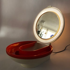 VINTAGE69 - Flair - Dutch Design - Mirror with lighting - Space Age - Make up mirror - 1970 - Mid Century