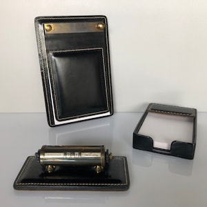 VINTAGE69 - Luxury Leather Desk Set - Perpetual Calendar - 1960 - Memo Holder - Notepad - Desk Calendar - Barrel Style