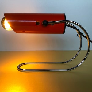 Lampe à Poser Vintage Orange - Style Angelo Lelli Pour Arredoluce - Très Bon État, Fonctionnelle