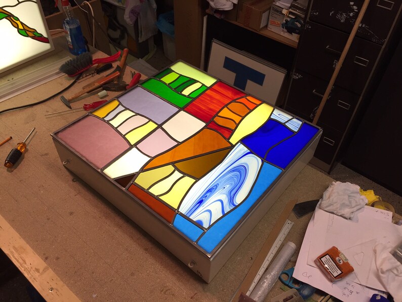 Stained glass window Square light box light screen Etsy