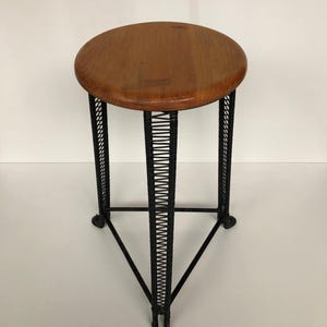 VINTAGE69 - Unicum - Tomado stool - Wood - Steel - Jan van der Togt - Wickerwork - 1950s - Stool - Industrial Stool - Tripod - Tabouret