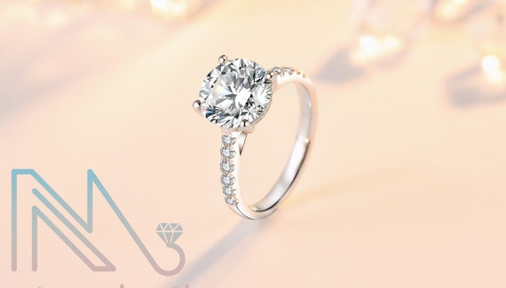 Gold Vlies Ring Hochwertige Verlobungsring Sheba Mit 0.75 Karat Moissanit Rund Weißgold Laborgestein Nyjewels