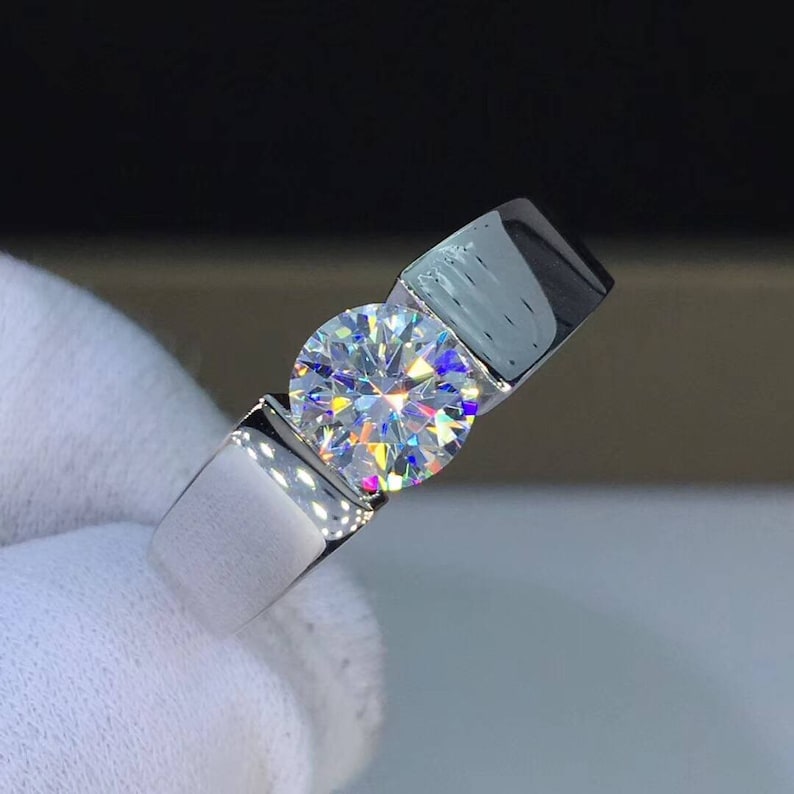 1.93 Ct Near White Moissanite Engagement Ring 925 Sterling Silver All Size
