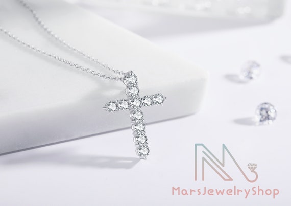 モアッサナイト ダイヤモンド 1.1 CT クロス ペンダント ネックレス 