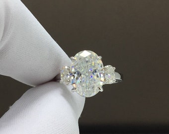 Moissanite Engagement Ring Five Carats Colorless VVS1 Baguette - Etsy