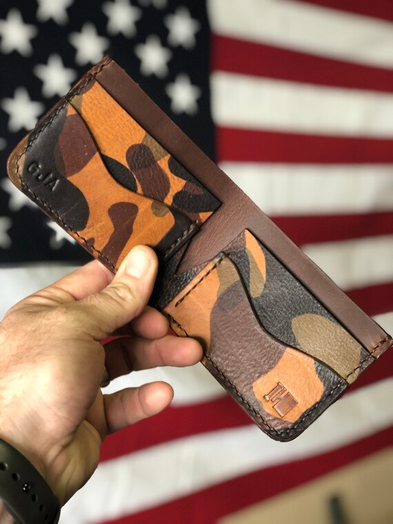 Camo Series Handmade Leather Wallets Etsy