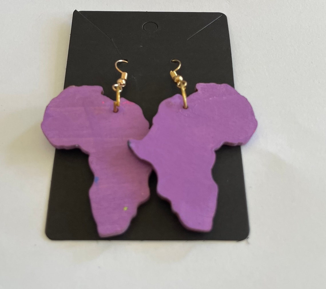 Solid Colored Africa Shaped Earrings Etsy