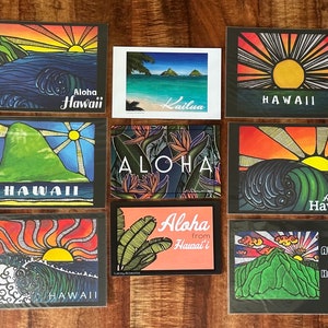 Set of 13 Postcards, Hawaiian Postcard, Postcard Art, Hawaii Postcards, Aloha Postcards, Painting on a Postcard, Collectable Postcard