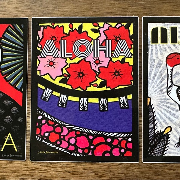 Hanafuda Aloha Sticker Pack of 3