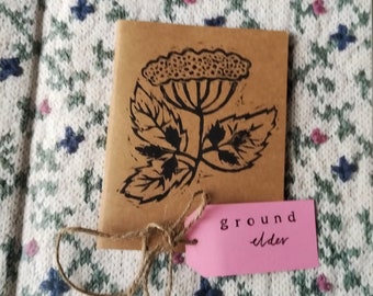 Ground Elder Linoprint Mini Sketchbook (11x13cm - Stout A6)