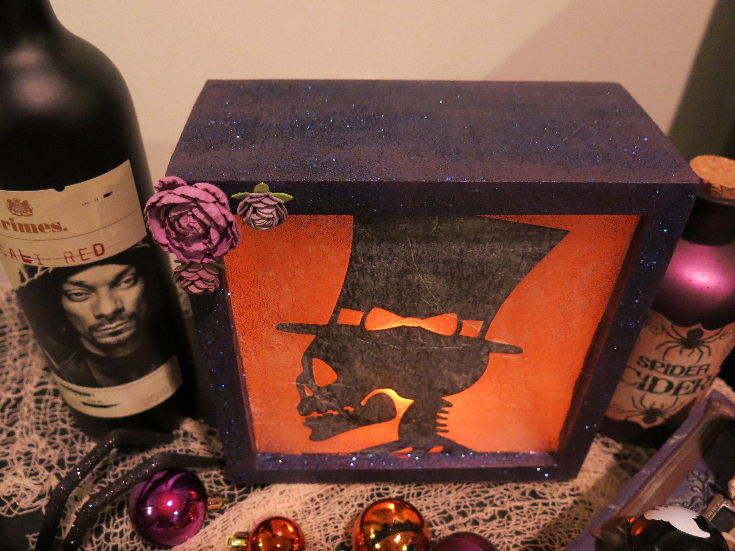 Spooky Halloween Light Box, Skeleton Lightbox Decor, Halloween