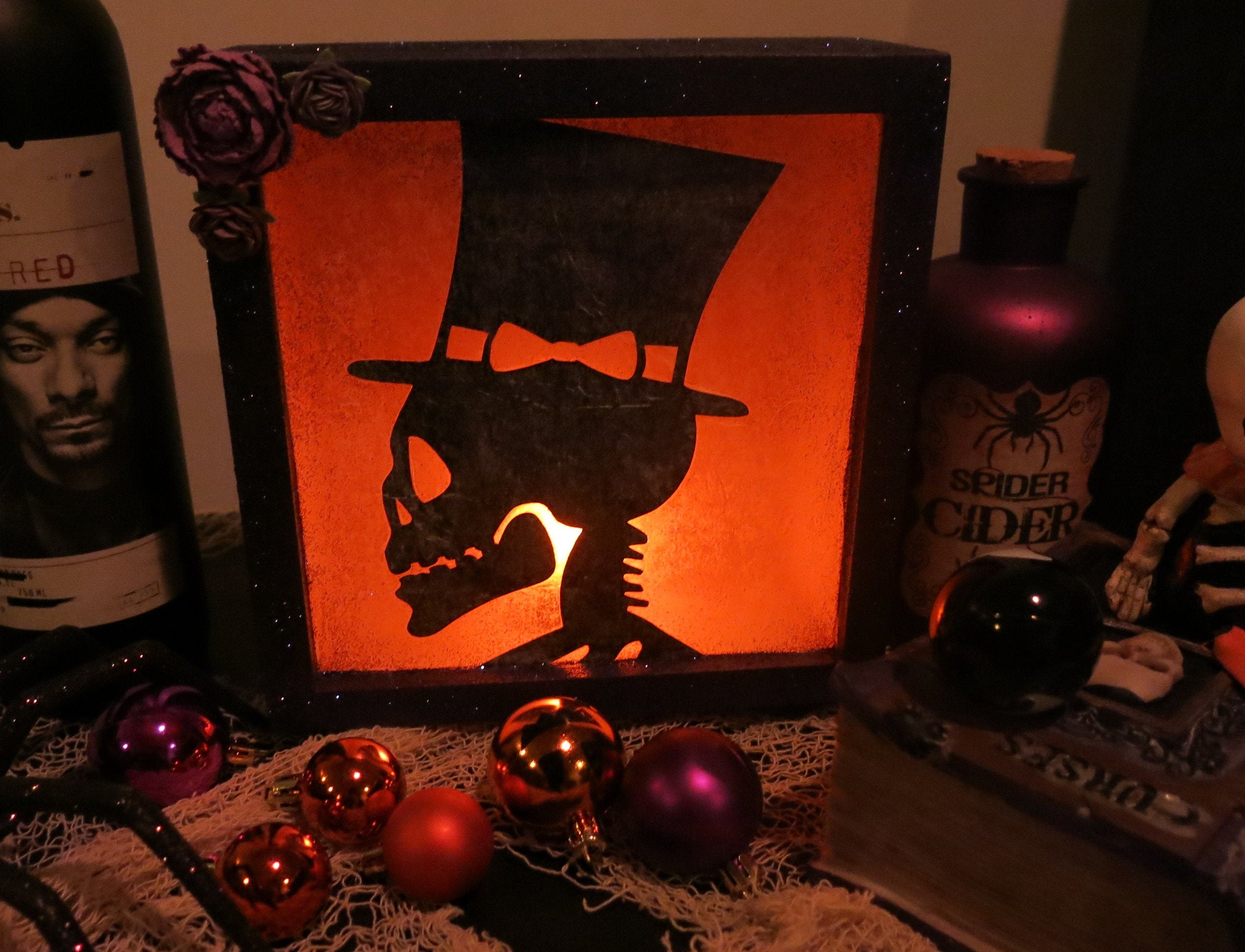 Spooky Halloween Light Box, Skeleton Lightbox Decor, Halloween